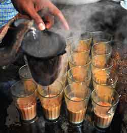 Steaming fresh Kerala tea from a kerala tea shop